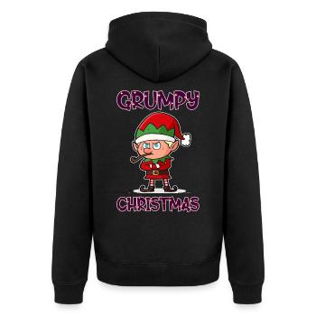 Grumpy Christmas Elf - Unisex Premium Bio Zip Hoodie - Schwarz - Hinten - Nico (187cm)