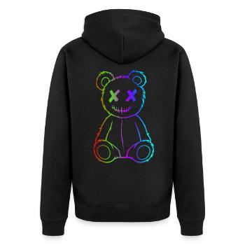 Farbenfroher Bär - Unisex Premium Bio Zip Hoodie - Schwarz - Hinten - Nico (187cm)