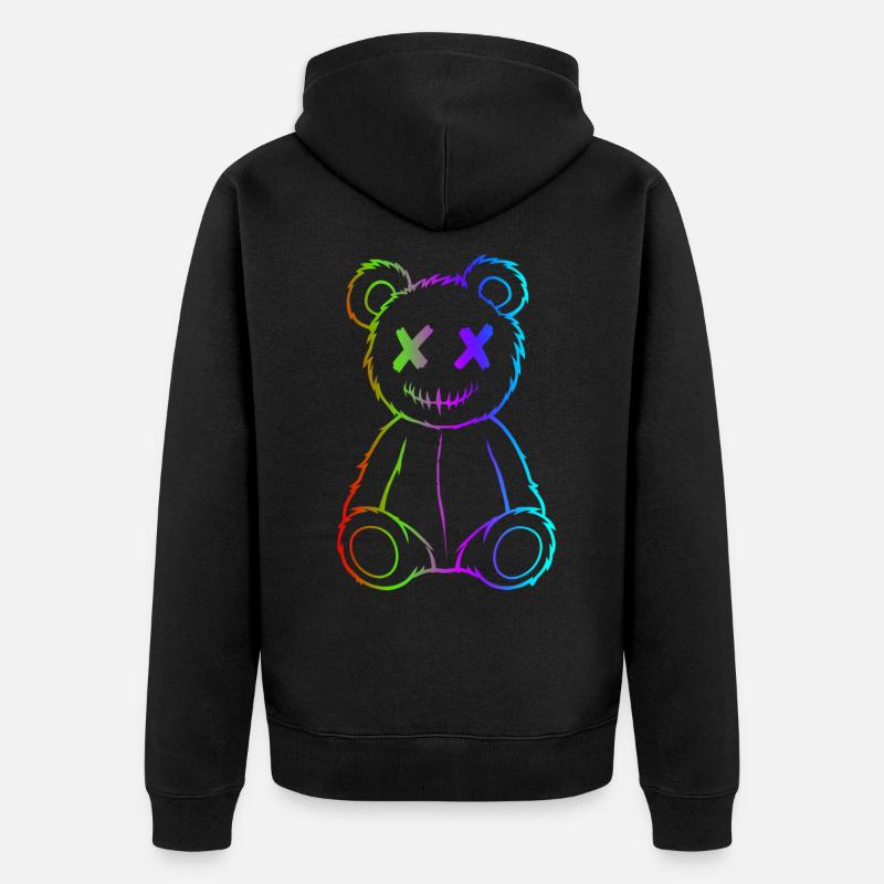 Farbenfroher Bär - Unisex Premium Bio Zip Hoodie - Schwarz