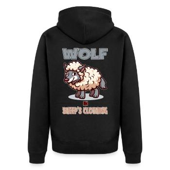 Wolf in Sheep's clothing - Unisex Premium Bio Zip Hoodie - Schwarz - Hinten - Nico (187cm)