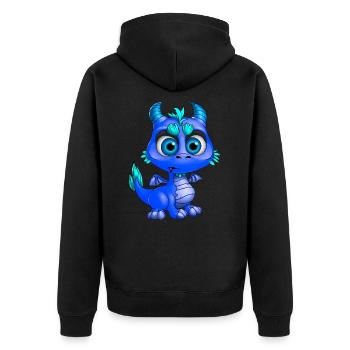 Baby Drache Blau | Niedlicher blauer Baby Drache - Unisex Premium Bio Zip Hoodie - Schwarz - Hinten - Nico (187cm)
