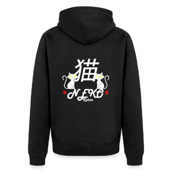 Das Japanische Wort für Katze ist Neko - Unisex Premium Bio Zip Hoodie - Schwarz - Hinten - Nico (187cm)