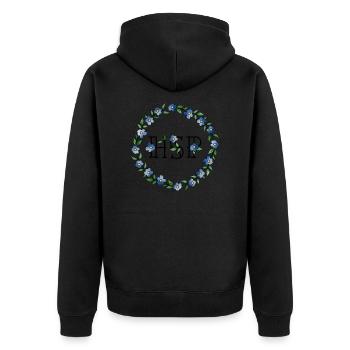 HSP - highly sensitive person forget-me-not frame - Unisex Premium Organic Zip Hoodie - black - Back - Nico (187cm)