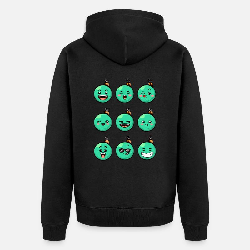 9 Weihnachtskugeln #5/10Türkis - Unisex Premium Bio Zip Hoodie - Schwarz