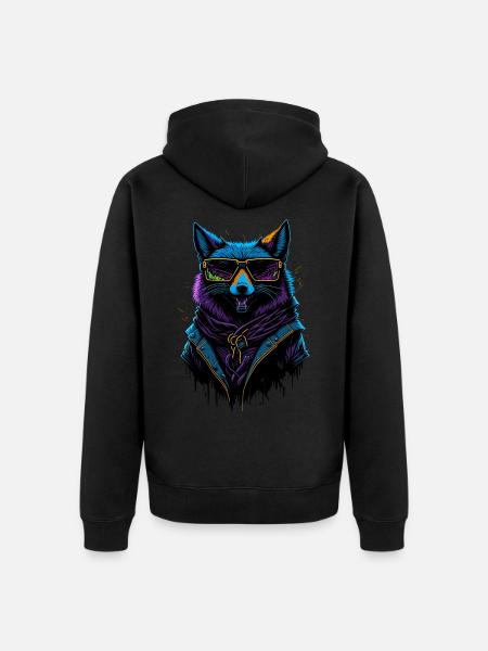 Cyberpunk Fox - Unisex Premium Bio Zip Hoodie - Schwarz