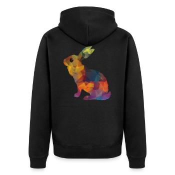 Rabbit - Unisex Premium Organic Zip Hoodie - black - Back - Nico (187cm)