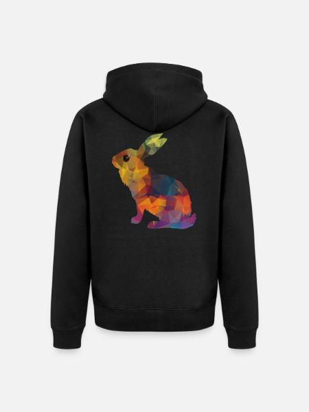 Rabbit - Unisex Premium Organic Zip Hoodie - black