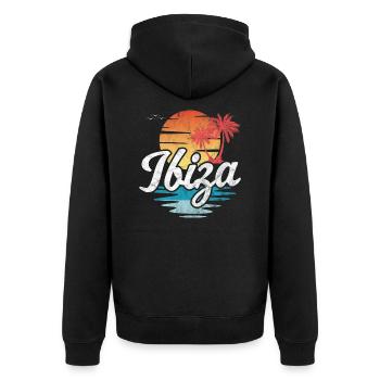 Ibiza - Unisex Premium Bio Zip Hoodie - Schwarz - Hinten - Nico (187cm)