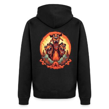 Chien, loup-garou, Cerberus, mythe mythique de - Veste à capuche bio Premium Unisexe - noir - Dos - Nico (187cm)