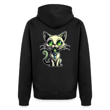 Chat extraterrestre vert mignon - Veste à capuche bio Premium Unisexe - noir - Dos - Nico (187cm)