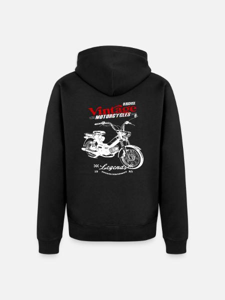 Moped Cult 70s Vintage - Unisex Premium Organic Zip Hoodie - black