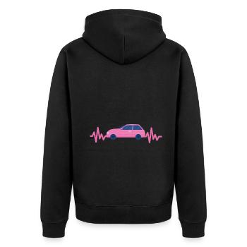 Auto - Wagen - Herzschlag - Luxus - Style - Unisex Premium Bio Zip Hoodie - Schwarz - Hinten - Nico (187cm)