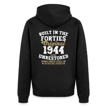 80e cadeau d’anniversaire homme Vintage 1944 - Veste à capuche bio Premium Unisexe - noir - Dos - Nico (187cm)