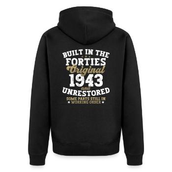 Built in the forties 1943 79. Geburtstag Herren - Unisex Premium Bio Zip Hoodie - Schwarz - Hinten - Nico (187cm)