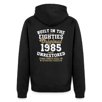 Built in the eighties 1985 37th birthday men - Unisex Premium Organic Zip Hoodie - black - Back - Nico (187cm)