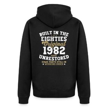 Built in the eighties 1982 40th birthday men - Unisex Premium Organic Zip Hoodie - black - Back - Nico (187cm)