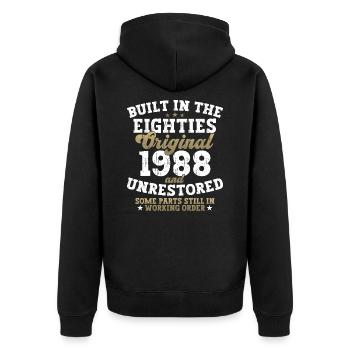 Built in the eighties 1988 34th birthday men - Unisex Premium Organic Zip Hoodie - black - Back - Nico (187cm)
