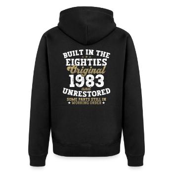 Built in the eighties 1983 39. Geburtstag Herren - Unisex Premium Bio Zip Hoodie - Schwarz - Hinten - Nico (187cm)