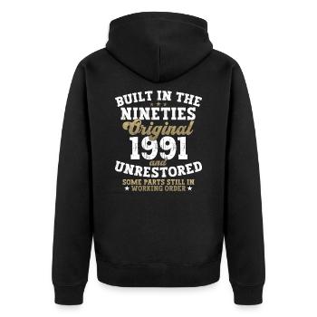 Construit dans les années quatre-vingt-dix 1991 31e anniversaire Hommes - Veste à capuche bio Premium Unisexe - noir - Dos - Nico (187cm)
