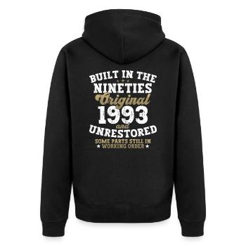 Construit dans les années quatre-vingt-dix 1993 29e anniversaire Hommes - Veste à capuche bio Premium Unisexe - noir - Dos - Nico (187cm)