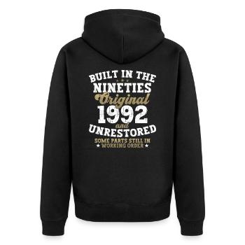 Construit dans les années quatre-vingt-dix 1992 30e anniversaire Hommes - Veste à capuche bio Premium Unisexe - noir - Dos - Nico (187cm)