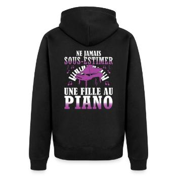 Pianiste Piano Fille Piano - Veste à capuche bio Premium Unisexe - noir - Dos - Nico (187cm)