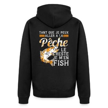 Pèche le reste je m'en fish Pêcheur poissons - Veste à capuche bio Premium Unisexe - noir - Dos - Nico (187cm)