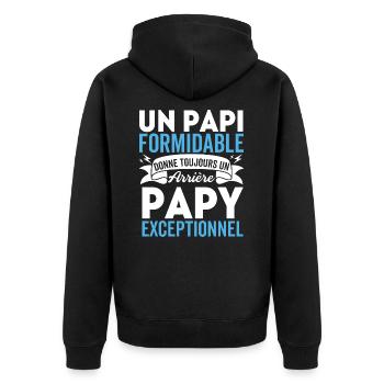 Papy Formidable Donne Arrière-grand-père Papa gift - Veste à capuche bio Premium Unisexe - noir - Dos - Nico (187cm)