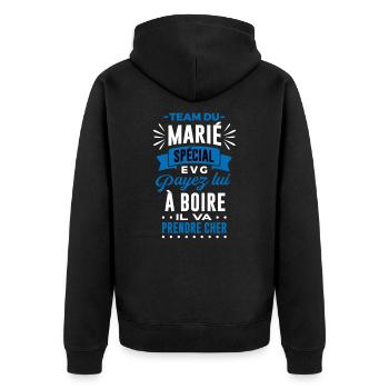 Team gepflegter Junggesellenabschied - Unisex Premium Bio Zip Hoodie - Schwarz - Hinten - Nico (187cm)