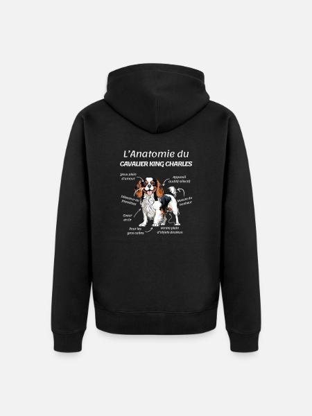 Cavalier King Charles Huumori Nainen Cavalier King - Premium unisex luomu-huppari vetoketjulla - musta
