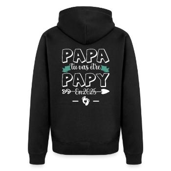 Zukünftiger Großvater, Papa, du wirst Opa 2025 - Unisex Premium Bio Zip Hoodie - Schwarz - Hinten - Nico (187cm)