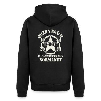 Omaha Beach 1944 D-Day 2024 80e anniversaire - Veste à capuche bio Premium Unisexe - noir - Dos - Nico (187cm)