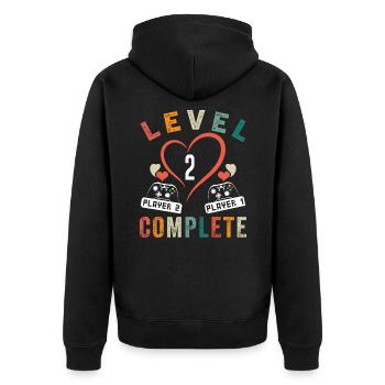 Level 2 Complete 2eme Anniversaire 2 ans Mariage - Veste à capuche bio Premium Unisexe - noir - Dos - Nico (187cm)