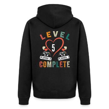 Level 5 Complete 5th Anniversary 5 Years Wedding - Unisex Premium Organic Zip Hoodie - black - Back - Nico (187cm)