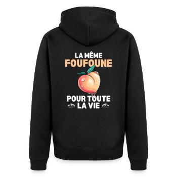 Die gleiche Muschi für das ganze Leben des zukünftigen Bräutigams - Unisex Premium Bio Zip Hoodie - Schwarz - Hinten - Nico (187cm)