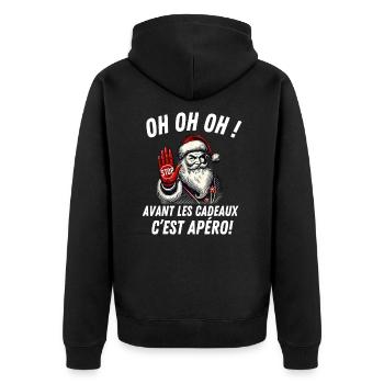 Frohe Weihnachten 2024 Nikolaus Apéro - Unisex Premium Bio Zip Hoodie - Schwarz - Hinten - Nico (187cm)