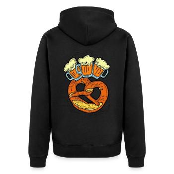 Octoberfest beer party. Beer mug and Brezel. - Unisex Premium Organic Zip Hoodie - black - Back - Nico (187cm)