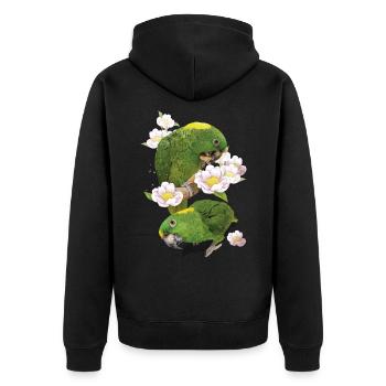 Der Gelbnackenpapagei - Unisex Premium Bio Zip Hoodie - Schwarz - Hinten - Nico (187cm)