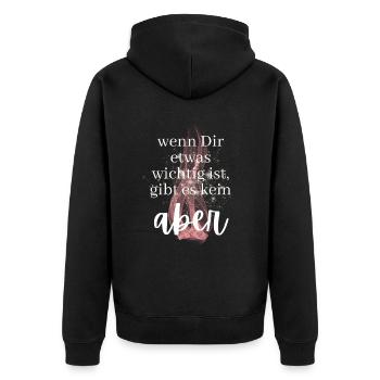 POSITIVE EINSTELLUNG MINDSET Motivation - Unisex Premium Bio Zip Hoodie - Schwarz - Hinten - Nico (187cm)