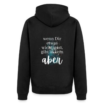 POSITIVE EINSTELLUNG MINDSET Motivation - Unisex Premium Bio Zip Hoodie - Schwarz - Hinten - Nico (187cm)