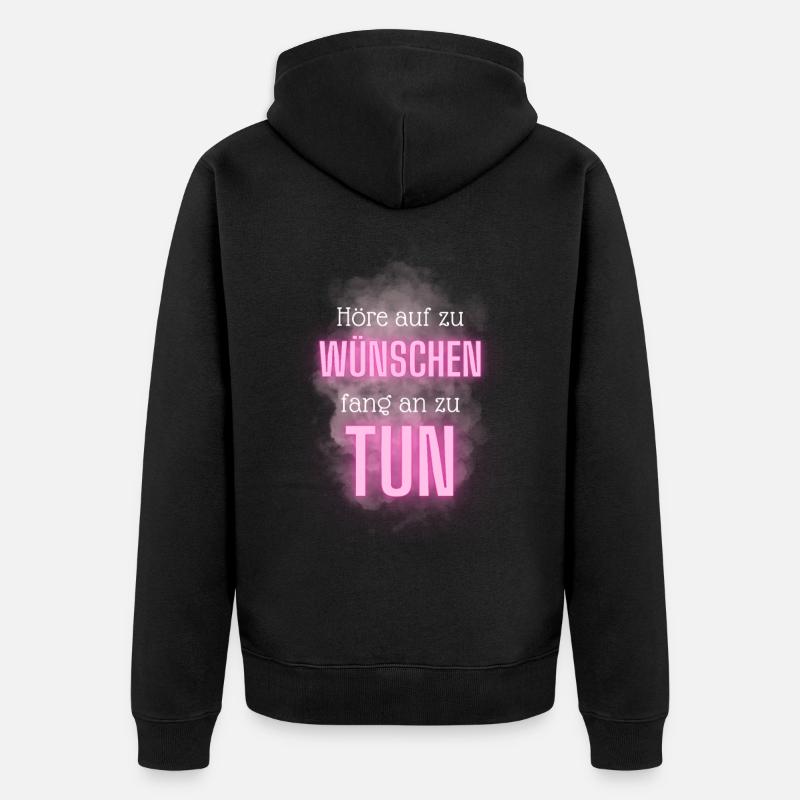 POSITIVE EINSTELLUNG MINDSET Motivation - Unisex Premium Bio Zip Hoodie - Schwarz
