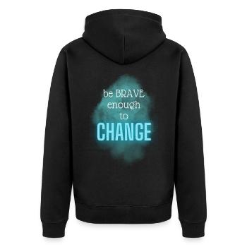 POSITIVE EINSTELLUNG MINDSET Motivation - Unisex Premium Bio Zip Hoodie - Schwarz - Hinten - Nico (187cm)