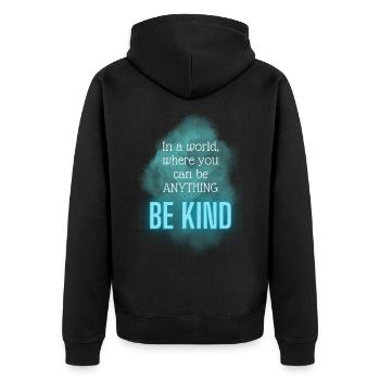 POSITIVE EINSTELLUNG MINDSET Motivation - Unisex Premium Bio Zip Hoodie - Schwarz - Hinten - Nico (187cm)