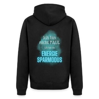 POSITIVE EINSTELLUNG MINDSET Motivation - Unisex Premium Bio Zip Hoodie - Schwarz - Hinten - Nico (187cm)