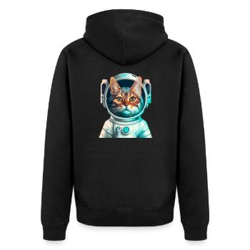 space cat - Unisex Premium Bio Zip Hoodie - Schwarz - Hinten - Nico (187cm)
