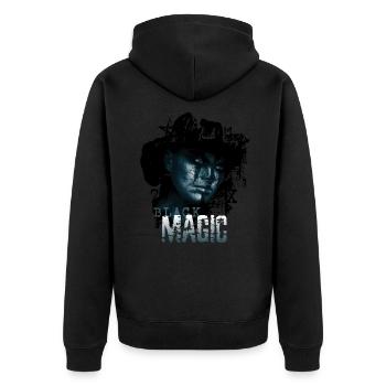 Schwarze Magie Hexe Ritual Kult Beschwörung Geist - Unisex Premium Bio Zip Hoodie - Schwarz - Hinten - Nico (187cm)