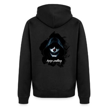 Horror Clown Keep Smiling Halloween Purge - Unisex Premium Organic Zip Hoodie - black - Back - Nico (187cm)