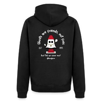 Ghosts are friends, not foes - Ghostface - Unisex Premium Bio Zip Hoodie - Schwarz - Hinten - Nico (187cm)