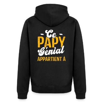 Ce Papy Génial appartient à [Personnalisable] - Veste à capuche bio Premium Unisexe - noir - Dos - Nico (187cm)