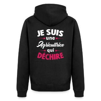Je Suis Une Agricultrice Qui Déchire - Veste à capuche bio Premium Unisexe - noir - Dos - Nico (187cm)